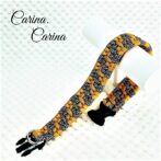 「公式]パラコード#97No126マクラメ編みオレンジと白黒まだらの大、中型犬用首輪