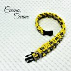 「公式]パラコード#98No127マクラメ編みイエローと茶まだらの大、中型犬用首輪