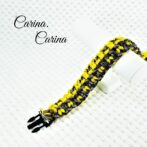 「公式]パラコード#98No127マクラメ編みイエローと茶まだらの大、中型犬用首輪