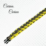 「公式]パラコード#98No127マクラメ編みイエローと茶まだらの大、中型犬用首輪