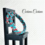 [公式]パラコード#79No104マクラメ編みネイビーとターコイズ＆レッドの中、小型犬用首輪