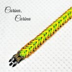 「公式]パラコード#100No129マクラメ編みオレンジ・イエロー・グリーンの大、中型犬用首輪