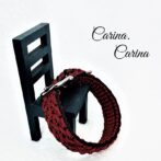 「公式]パラコード#107No137マクラメ編み赤と黒のダイヤ柄と黒の大、中型犬用首輪