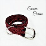 「公式]パラコード#107No137マクラメ編み赤と黒のダイヤ柄と黒の大、中型犬用首輪