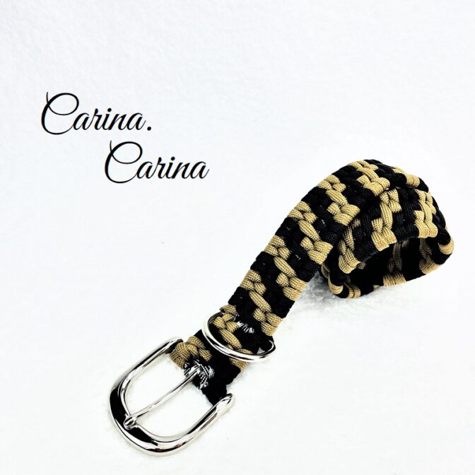 「公式]パラコード#108No138マクラメ編み茶と黒の大、中型犬用首輪