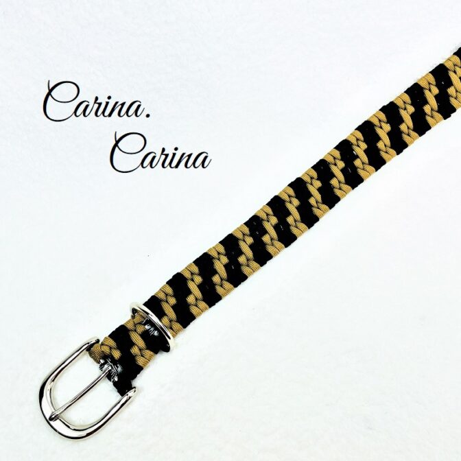 「公式]パラコード#108No138マクラメ編み茶と黒の大、中型犬用首輪