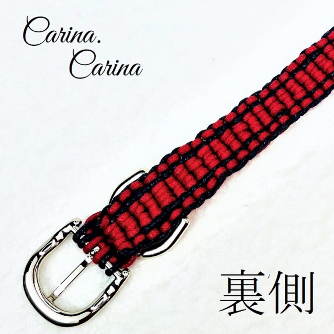 [公式]パラコード＃112No142マクラメ編み赤とネイビーの小型犬用首輪