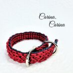 [公式]パラコード＃112No142マクラメ編み赤とネイビーの小型犬用首輪