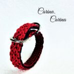 [公式]パラコード＃112No142マクラメ編み赤とネイビーの小型犬用首輪