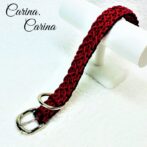 [公式]パラコード＃112No142マクラメ編み赤とネイビーの小型犬用首輪