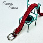 [公式]パラコード＃112No142マクラメ編み赤とネイビーの小型犬用首輪