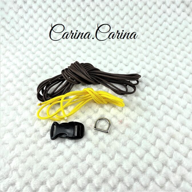 [キット]パラコード＃62No87マクラメ編みイエローと茶色大、中型犬用首輪