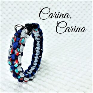 [キット]パラコード＃60No85マクラメ編みグレー青まだら色3色大、中型犬用首輪