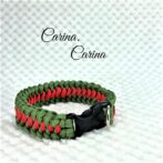 [キット]パラコード＃61No86マクラメ編みグリーンとルビー色中、小型犬用首輪