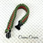 [キット]パラコード＃61No86マクラメ編みグリーンとルビー色中、小型犬用首輪