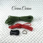 [キット]パラコード＃61No86マクラメ編みグリーンとルビー色中、小型犬用首輪