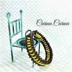 [キット]パラコード＃62No87マクラメ編みイエローと茶色大、中型犬用首輪