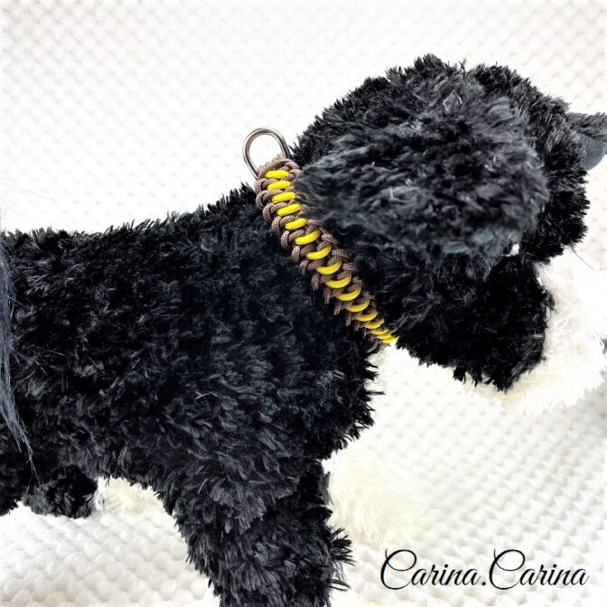 [キット]パラコード＃62No87マクラメ編みイエローと茶色大、中型犬用首輪