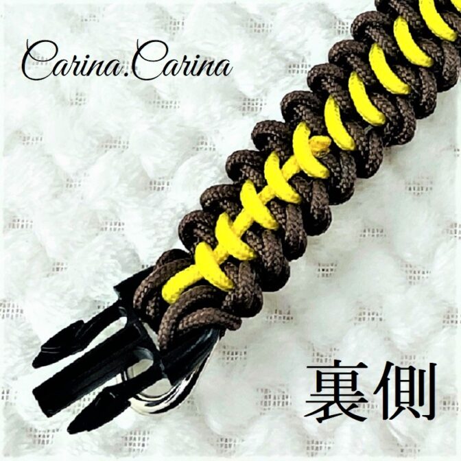 [キット]パラコード＃62No87マクラメ編みイエローと茶色大、中型犬用首輪