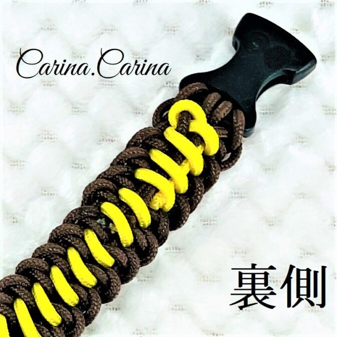 [キット]パラコード＃62No87マクラメ編みイエローと茶色大、中型犬用首輪