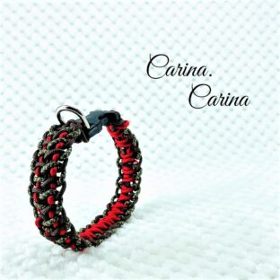 [キット]パラコード＃64No897マクラメ編み赤とまだらと茶色中、小型犬用首輪