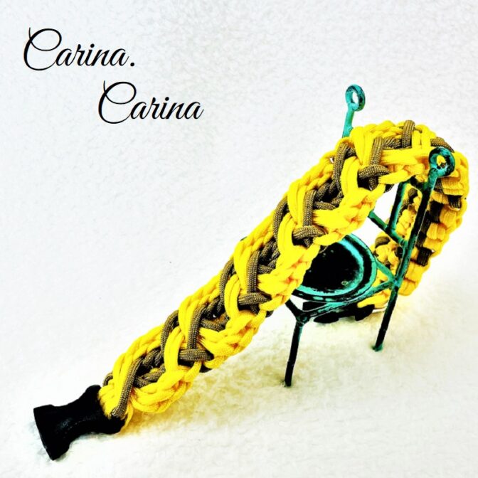 [公式]パラコード#113No143マクラメ編み茶とイエロー2色の大、中型犬用首輪