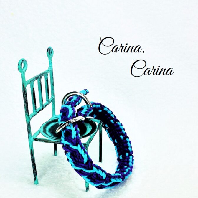 [公式]パラコード#114No144マクラメ編み紫とブルー2色の中型、小型犬用首輪