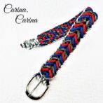 [公式]パラコード#115No145マクラメ編み赤青茶のまだら色の大型、中型犬用首輪