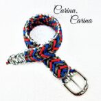 [公式]パラコード#115No145マクラメ編み赤青茶のまだら色の大型、中型犬用首輪