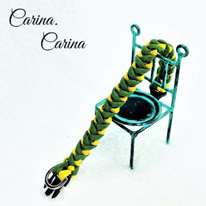 [公式]パラコード＃119No149マクラメ編みイエローろグリーンの猫と小型犬首輪