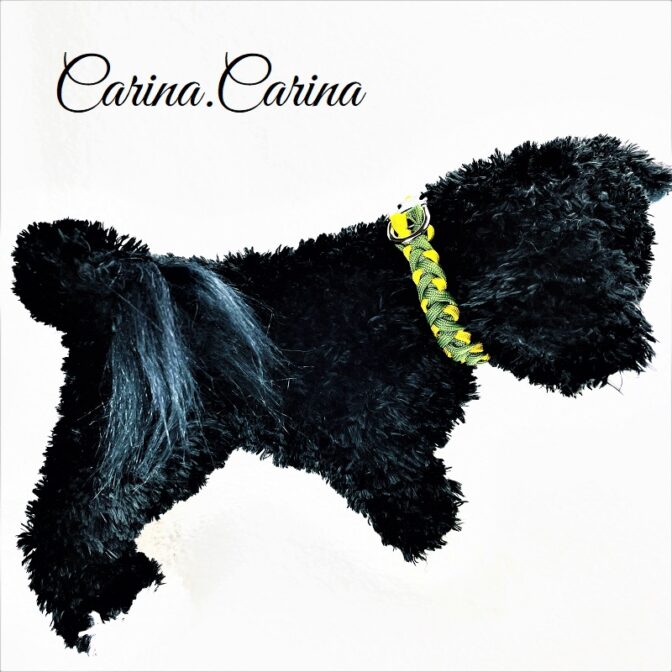 [公式]パラコード＃119No149マクラメ編みイエローろグリーンの猫と小型犬首輪