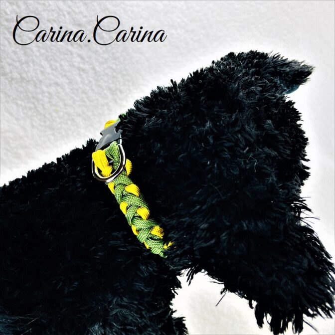 [公式]パラコード＃119No149マクラメ編みイエローろグリーンの猫と小型犬首輪