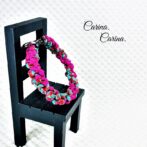 [公式]パラコード＃120No150マクラメ編みローズと赤＆ターコイズまだらの猫と小型犬首輪