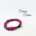 [公式]パラコード＃120No150マクラメ編みローズと赤＆ターコイズまだらの猫と小型犬首輪