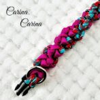 [公式]パラコード＃120No150マクラメ編みローズと赤＆ターコイズまだらの猫と小型犬首輪