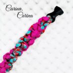 [公式]パラコード＃120No150マクラメ編みローズと赤＆ターコイズまだらの猫と小型犬首輪