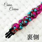 [公式]パラコード＃120No150マクラメ編みローズと赤＆ターコイズまだらの猫と小型犬首輪