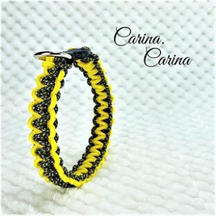 [キット]パラコード＃73No98マクラメ編みイエローとまだらの犬用首輪