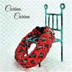 [キット]パラコード＃65No90マクラメ編みルビーと茶まだらの中、小型犬用首輪