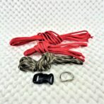 [キット]パラコード＃65No90マクラメ編みルビーと茶まだらの中、小型犬用首輪