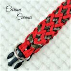 [キット]パラコード＃65No90マクラメ編みルビーと茶まだらの中、小型犬用首輪