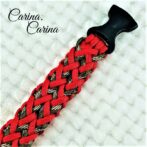 [キット]パラコード＃65No90マクラメ編みルビーと茶まだらの中、小型犬用首輪