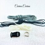 [キット]パラコード＃66No91マクラメ編み白とまだらとグレーの犬用首輪