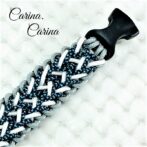 [キット]パラコード＃66No91マクラメ編み白とまだらとグレーの犬用首輪