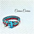 [キット]パラコード＃67No92マクラメ編みレッドとブルーの犬用首輪