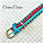 [キット]パラコード＃67No92マクラメ編みレッドとブルーの犬用首輪