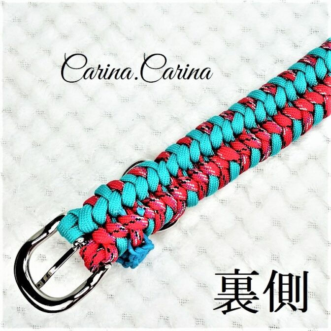 [キット]パラコード＃67No92マクラメ編みレッドとブルーの犬用首輪