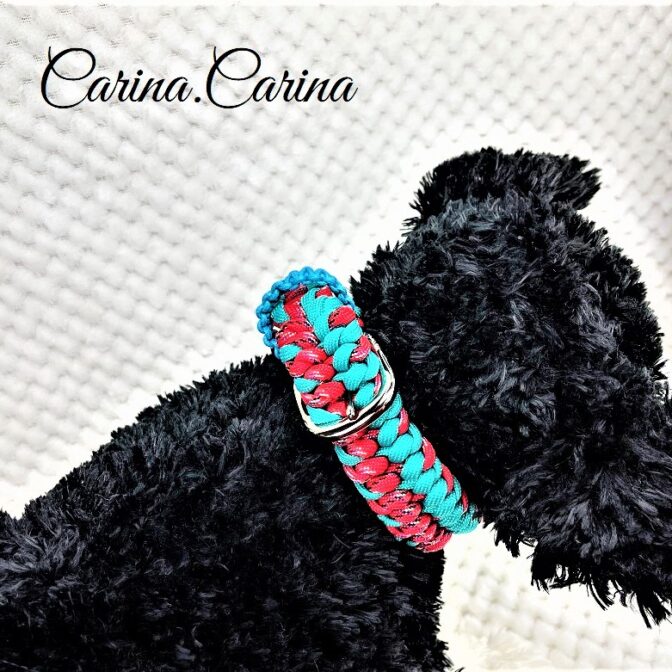 [キット]パラコード＃67No92マクラメ編みレッドとブルーの犬用首輪