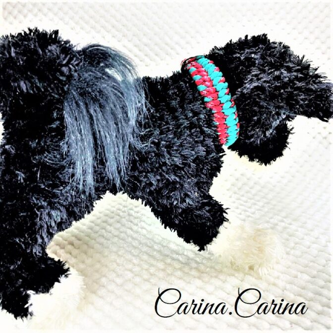 [キット]パラコード＃67No92マクラメ編みレッドとブルーの犬用首輪