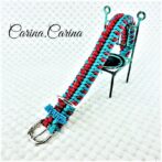 [キット]パラコード＃67No92マクラメ編みレッドとブルーの犬用首輪